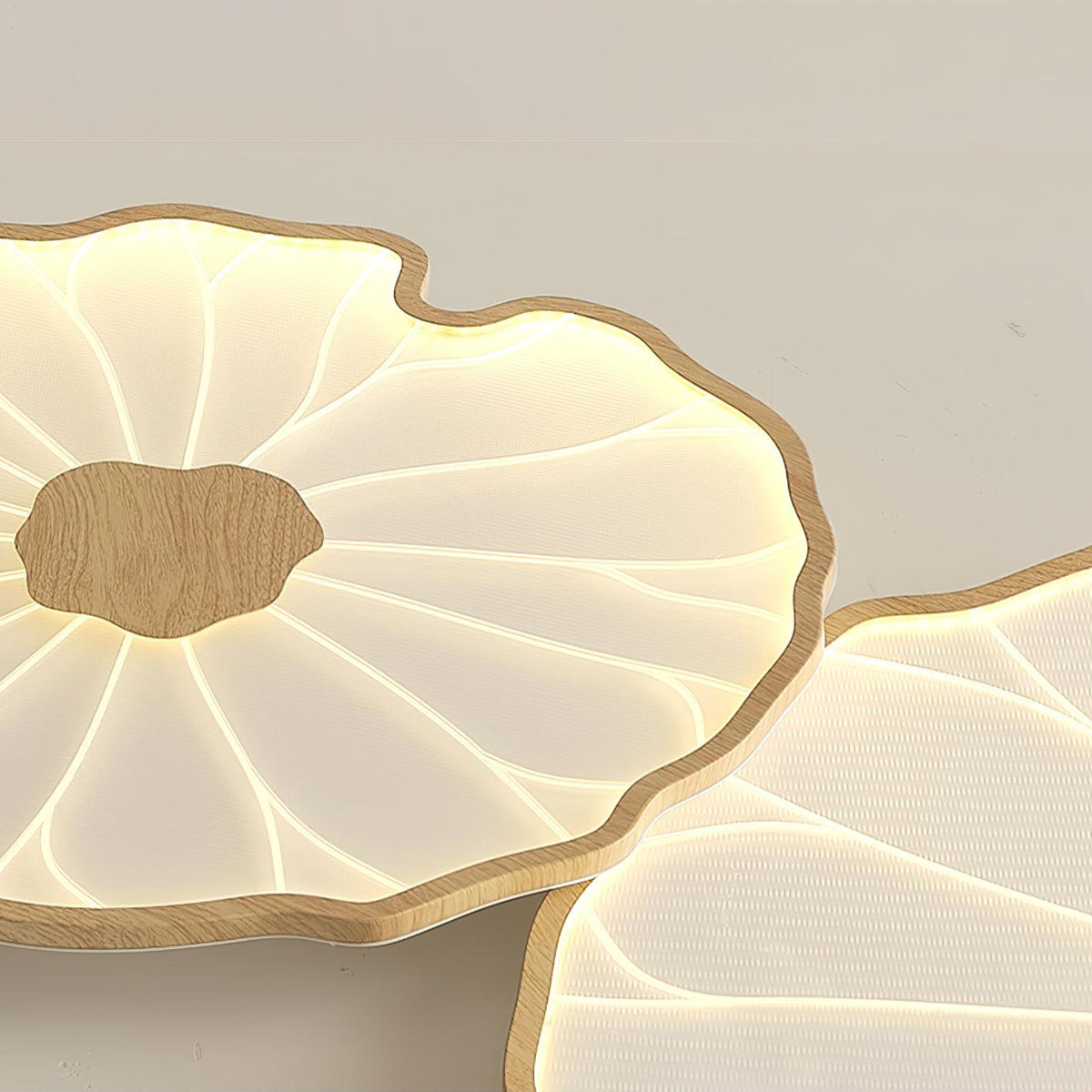 Wood LED Flush Mount Ceiling Light 28 inch Contemporary Fixture for Bedrooms & Living Rooms Modern Home Lighting