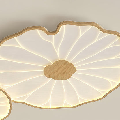 Flush Mount LED Fixture Wood Grain Acrylic Panel Adjustable Color Temperature for Low Profile Spaces Living Room Bedroom Office