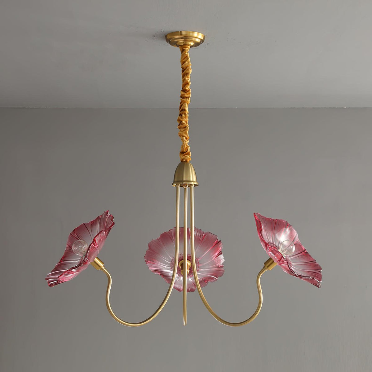 Botanical Glass Multi-Light Fixture 35 in Gold Finish for Dining Room Living Room Entryway Ambient Overhead Illumination