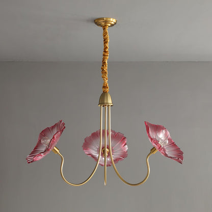 Botanical Glass Multi-Light Fixture 35 in Gold Finish for Dining Room Living Room Entryway Ambient Overhead Illumination
