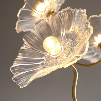 Botanical Glass Multi-Light Fixture 35 in Gold Finish for Dining Room Living Room Entryway Ambient Overhead Illumination