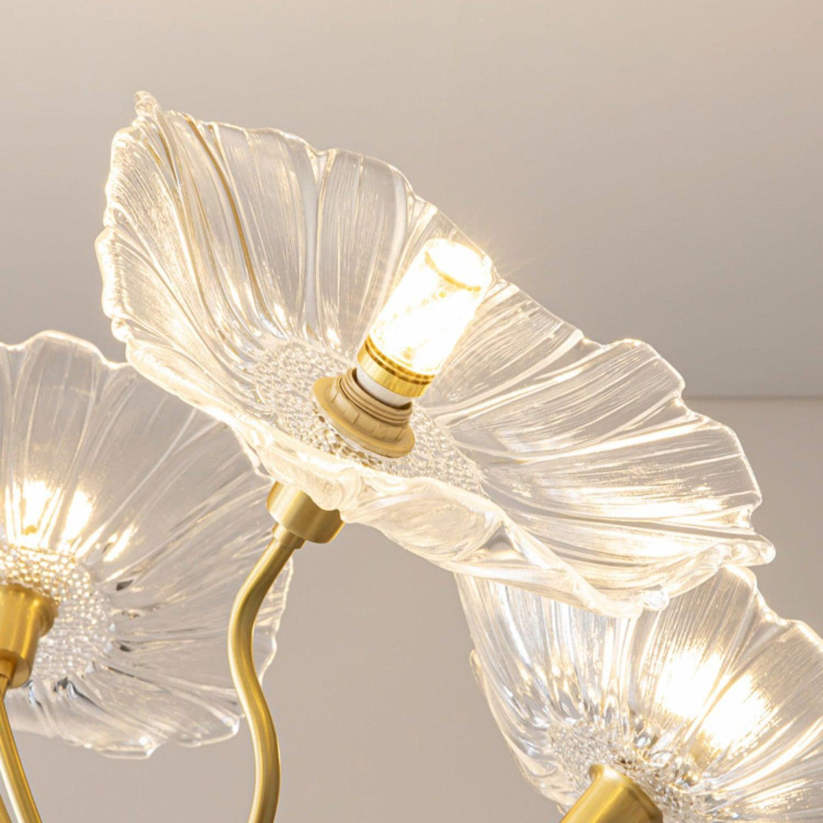 Botanical Glass Multi-Light Fixture 35 in Gold Finish for Dining Room Living Room Entryway Ambient Overhead Illumination