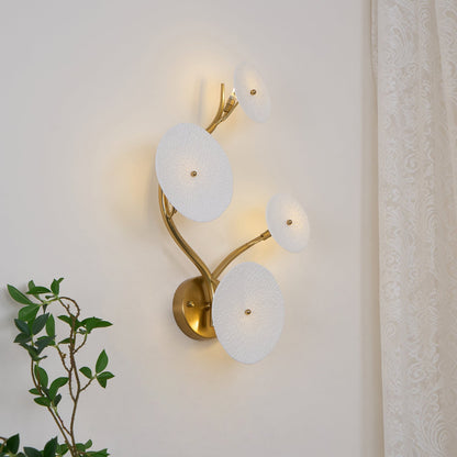 Sculpted Petal Sconce Gold White LED Art Deco Fixture Hallway Living Room Meditation Bedroom Accent 19.7 in Wall Mount Indoor Lighting