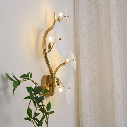 Sculpted Petal Sconce Gold White LED Art Deco Fixture Hallway Living Room Meditation Bedroom Accent 19.7 in Wall Mount Indoor Lighting