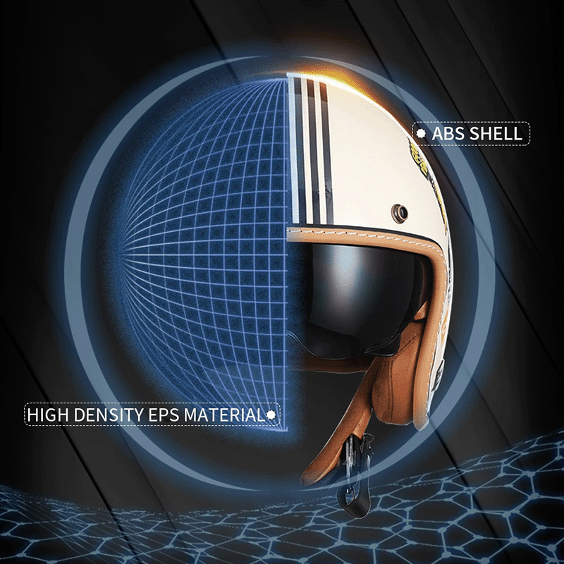 LumaGuard | Motorcycle Helmet with Lightweight ABS Shell | Retro Open Face Design for Stylish, Comfortable Riding