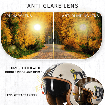 LumaGuard | Motorcycle Helmet with Lightweight ABS Shell | Retro Open Face Design for Stylish, Comfortable Riding