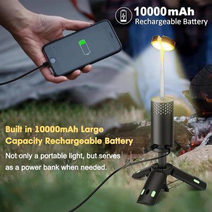 LumaPeak | Camping Lamp with 10,000 mAh Battery & Telescopic Design | Dimmable Light for Outdoor Adventures