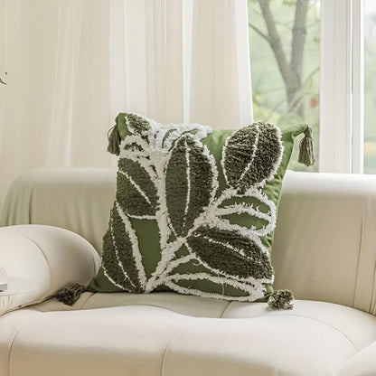 Luma Sofa Cushion Covers - Microfiber Blend, Leaf Motif