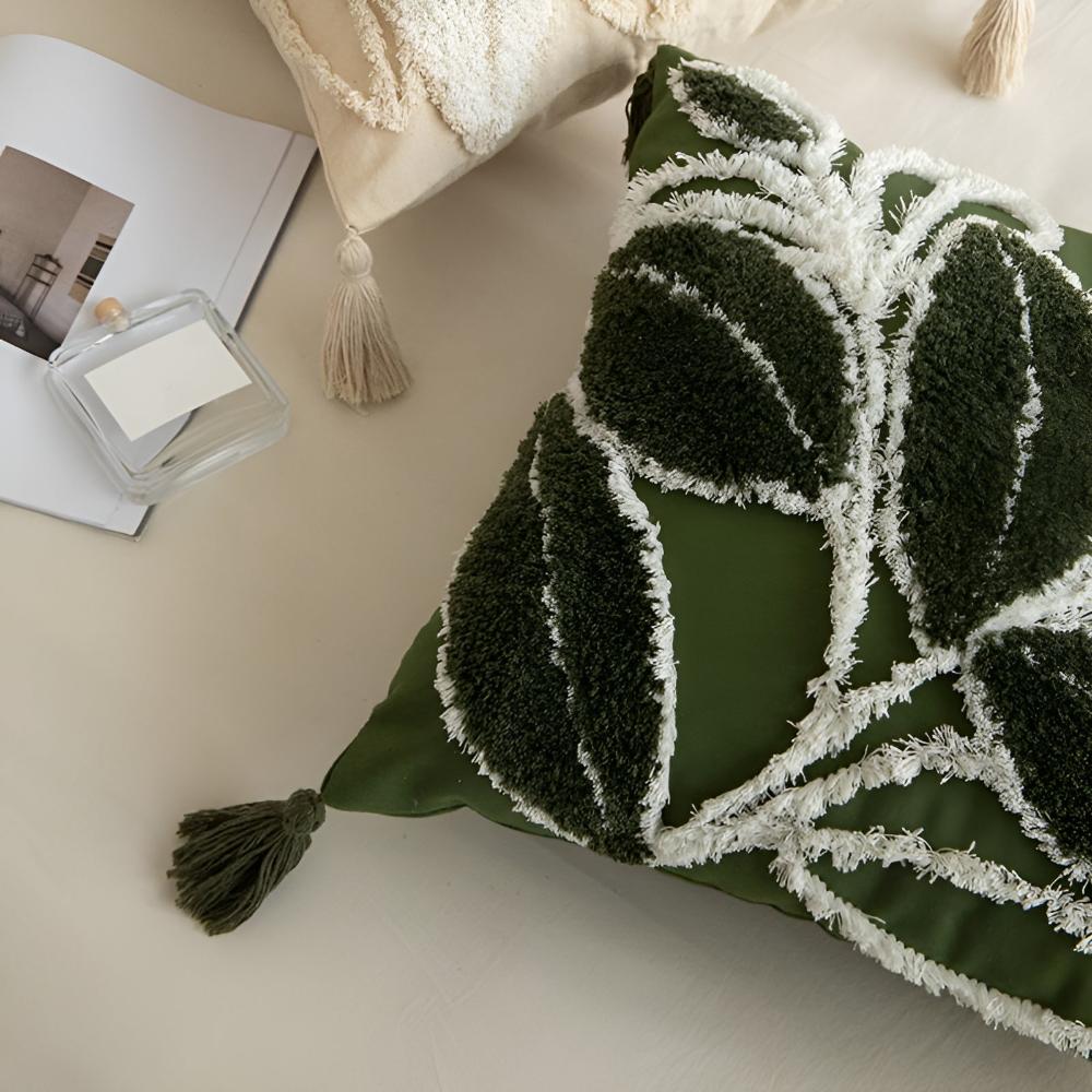Luma Sofa Cushion Covers - Microfiber Blend, Leaf Motif