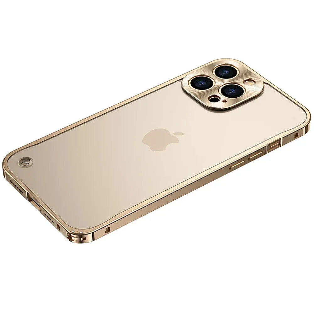 iPhone Case Machined Aluminum Frame Matte Back Cover Shock Protection Raised Edges with MagSafe Compatible Ring Precision Cutouts for 13