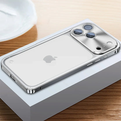 iPhone Case Machined Aluminum Frame Matte Back Cover Shock Protection Raised Edges with MagSafe Compatible Ring Precision Cutouts for 13