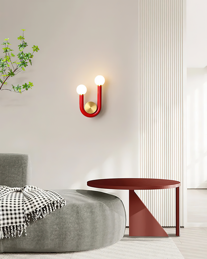 Contemporary Double-Bulb Sconce with Curved Metal Frame – Vibrant Accent Light for Hallways, Bedrooms & Stairs