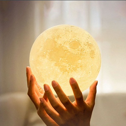 Lunara 3D Moon Lamp - Wireless LED with Dimmable Colors and Wooden Stand