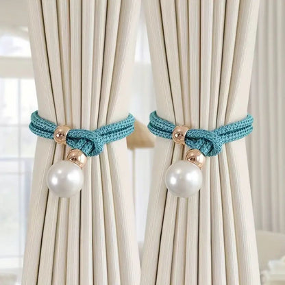 Lustra Curtain Tiebacks - Faux Pearl, Adjustable Holdbacks for Elegant Drapery