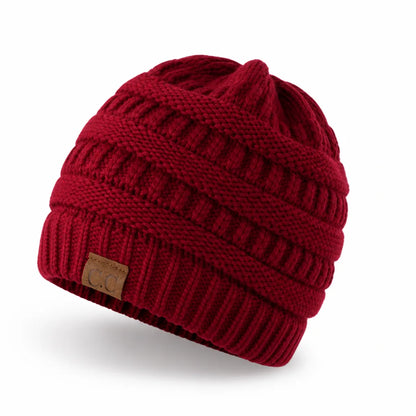 Beanie Ponytail Hole Soft Stretchy Acrylic