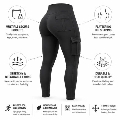 Cargo Leggings Stretchy Hip-Shaping Secure Pockets