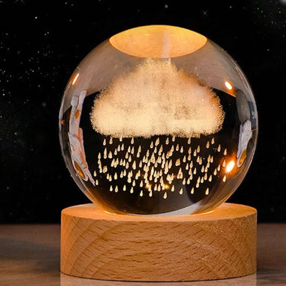 Crystal Ball Night Light 3D Engraved Warm White LED