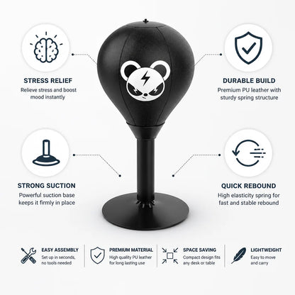 Desktop Punching Bag PU Leather Suction Base & Quick Rebound