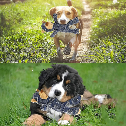 Dog Chew Toy Chew-Resistant Cotton Plush & Squeaker