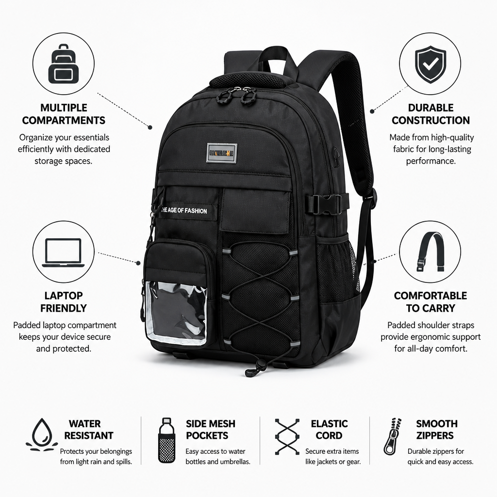 Durable Multi-Compartment School Backpack