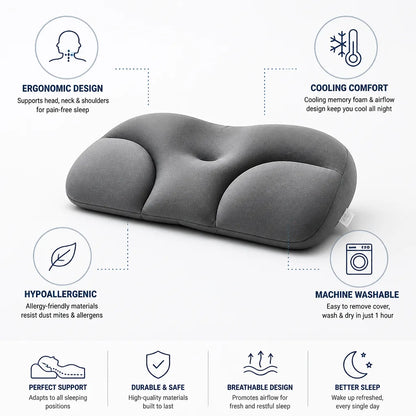 Ergonomic Contour Pillow Cooling Memory Foam Neck Support