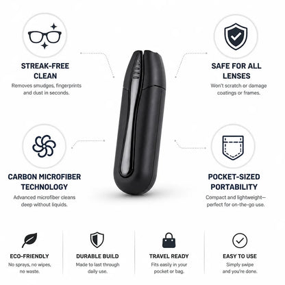Eyeglass Cleaner Pocket-Sized Carbon Microfiber Streak-Free