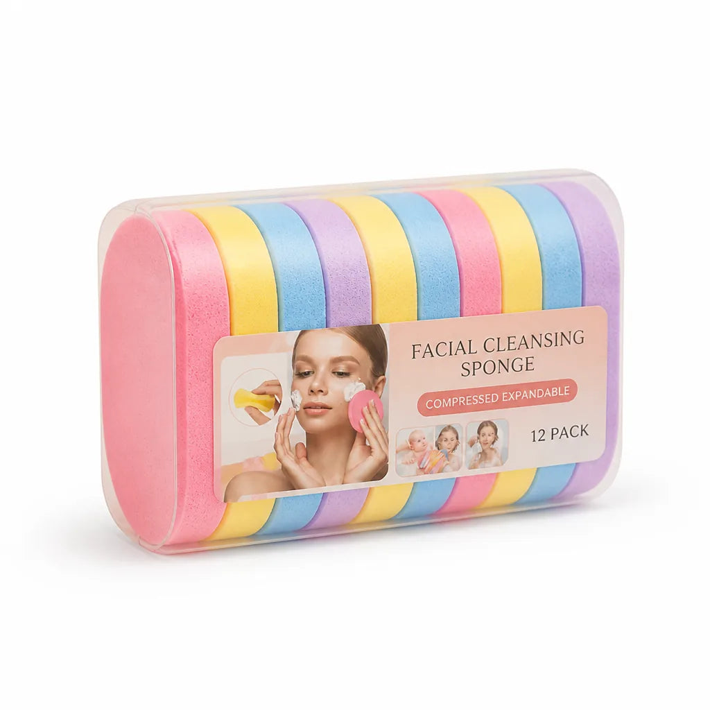 Facial Cleansing Sponge Compressed Expandable 12 Pack