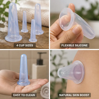 Facial Cupping Kit Food-Grade Silicone Set of 4