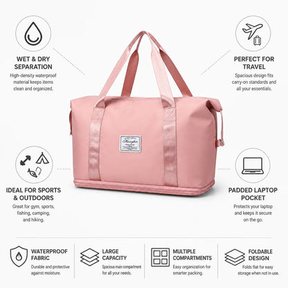 Foldable Travel Bag Waterproof Padded Laptop Pocket