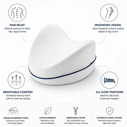 Orthopedic Leg Pillow Ventilated Memory Foam Ergonomic Heart Shape