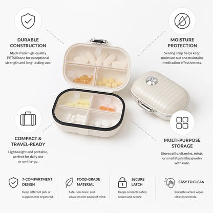 Pill Organizer 7-Compartment Moisture-Resistant Seal Set of 2