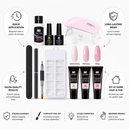 Polygel Nail Kit Salon-Quality UV LED Lamp Complete Tool Set