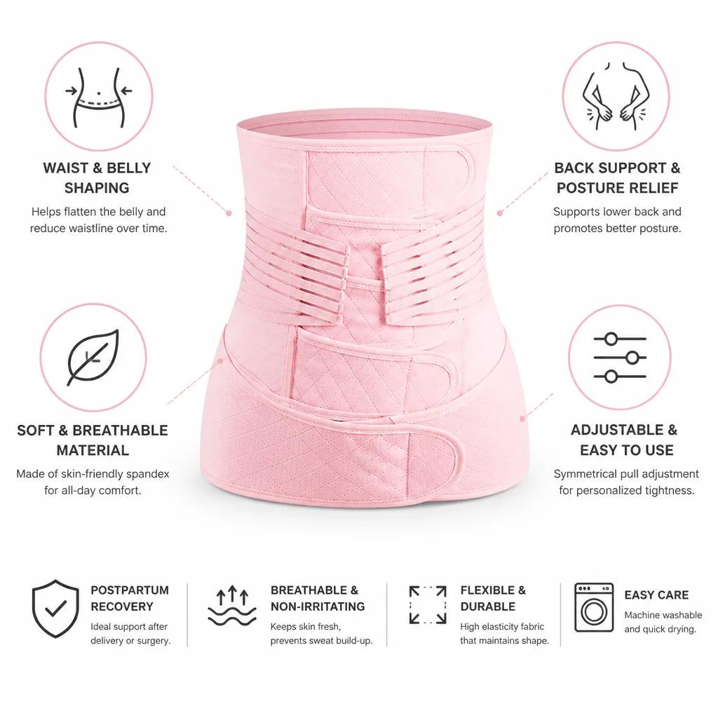 Postpartum Support Belt Adjustable Compression & Breathable Spandex