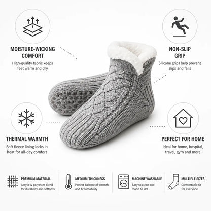 Thermal Socks Fleece-Lined Non-Slip Grip