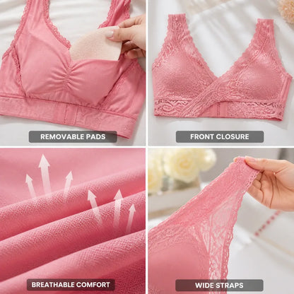 Wireless Bra Lace Cross-Front Removable Pads