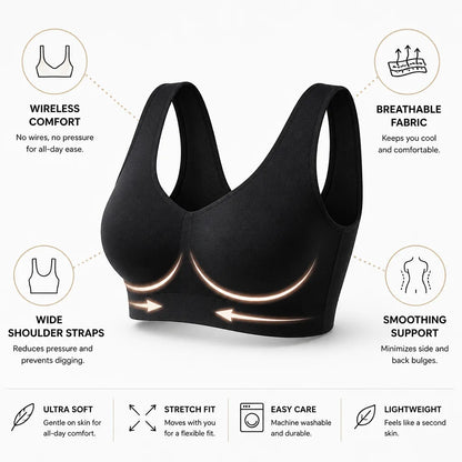 Wireless Bra Seamless Breathable Wide Straps