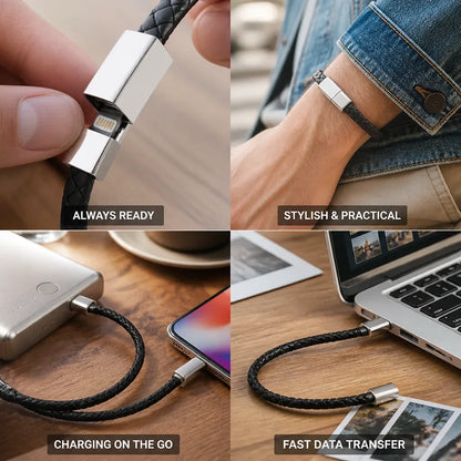 Wristband Charger Lightning & USB-C Woven Leather