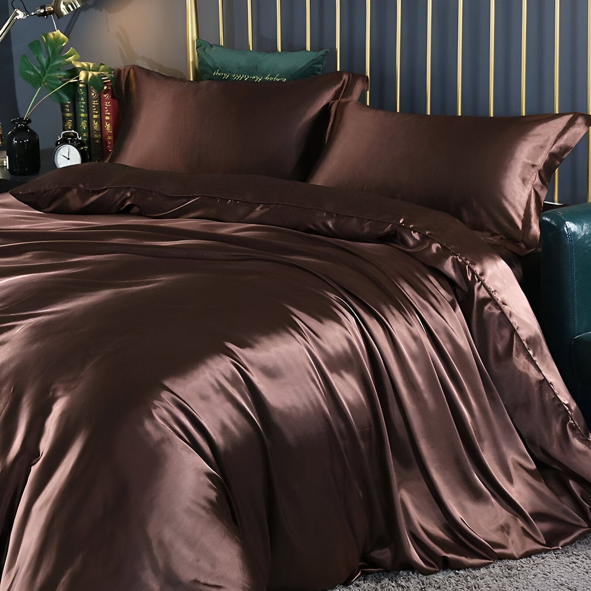 Silk Blend Sheet Set Purple 180 GSM Duvet Cover Fitted Sheet Pillowcases for Queen King Bed Luxury Breathable Bedding for Bedroom Guest Room