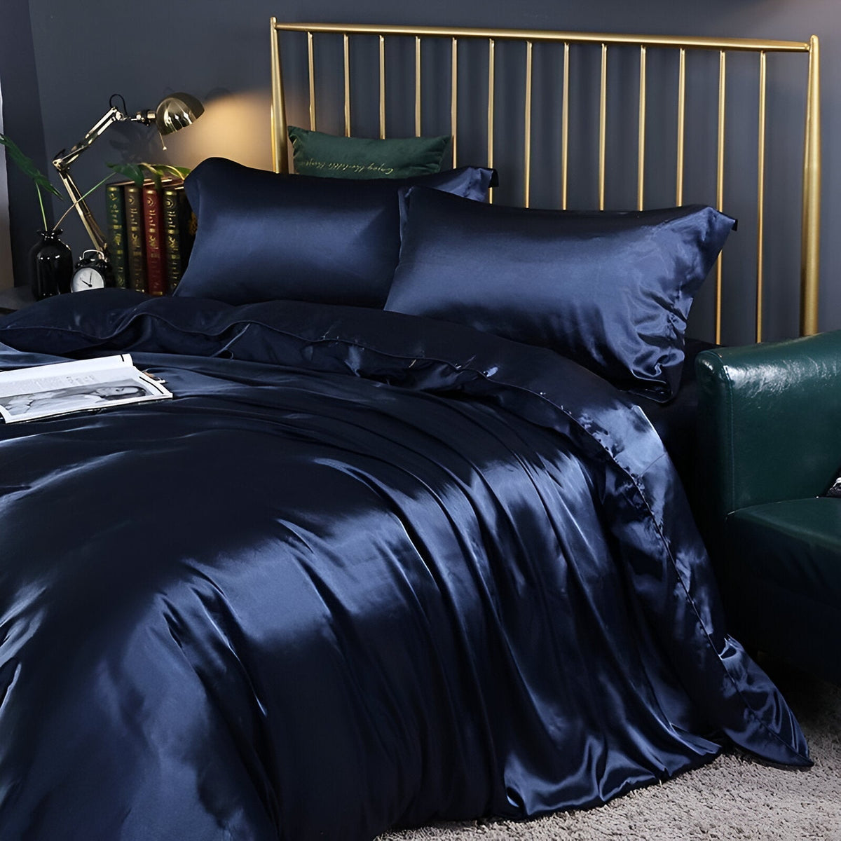 Silk Blend Sheet Set Purple 180 GSM Duvet Cover Fitted Sheet Pillowcases for Queen King Bed Luxury Breathable Bedding for Bedroom Guest Room