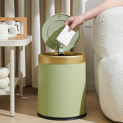 Luxe Oval Kitchen Trash Can - Press-Top Design, Odour-Sealing, Bathroom