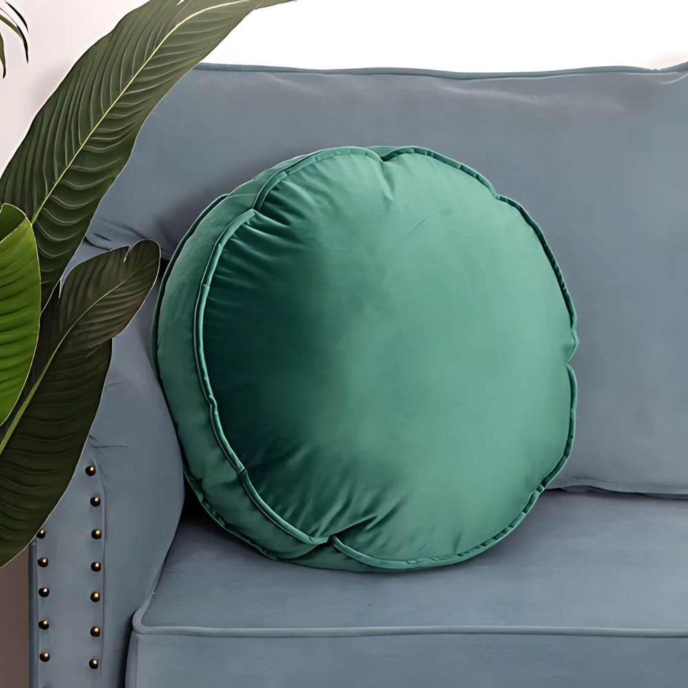 Luxevel Round Cushion - Velvet, Plush Comfort, Hidden Zipper