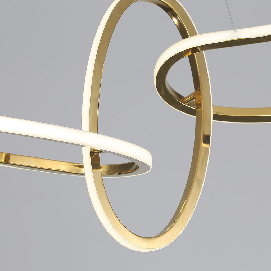 Oval Ring LED Ceiling Light Gold 47 in Adjustable Circles Dimmable Remote Modern Dining Room Kitchen Island Fixture for Contemporary Homes