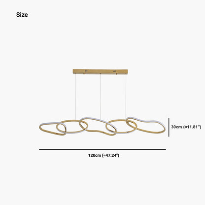 Oval Ring LED Ceiling Light Gold 47 in Adjustable Circles Dimmable Remote Modern Dining Room Kitchen Island Fixture for Contemporary Homes