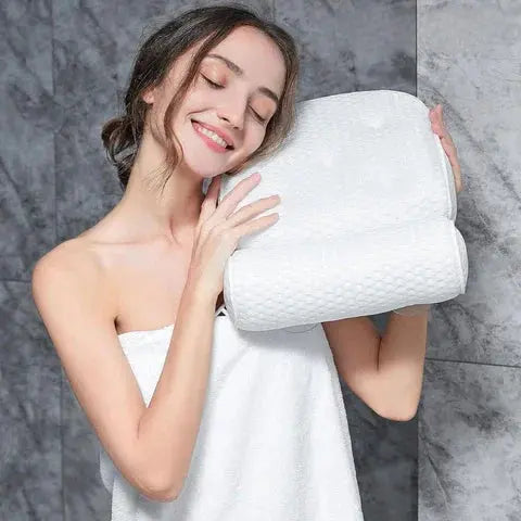 Cushioned Bath Pillow with Suction Cups for Bathtubs, Hot Tubs & Spas – Waterproof Padded Headrest for Neck & Back Support