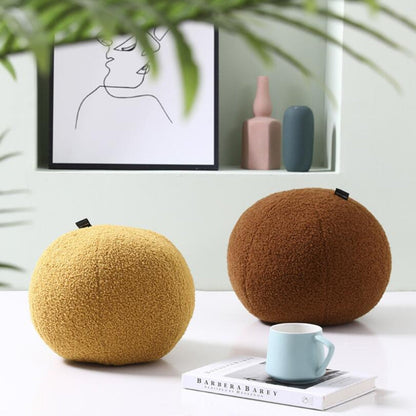 Luxury Bouclé Cushion – Soft Teddy Fleece Ball-Shaped Pillow for Modern Decor