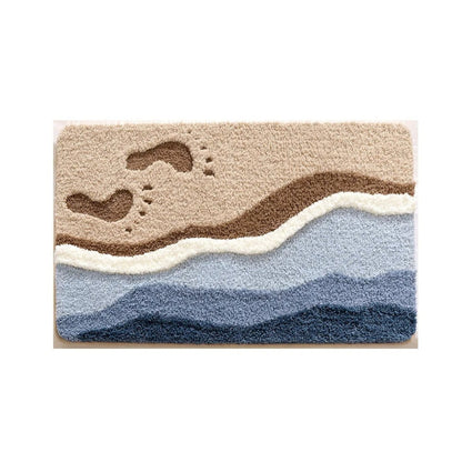 Luxury Microfiber Bath Mat with Coastal Design – Soft and Absorbent Bathroom Accessory
