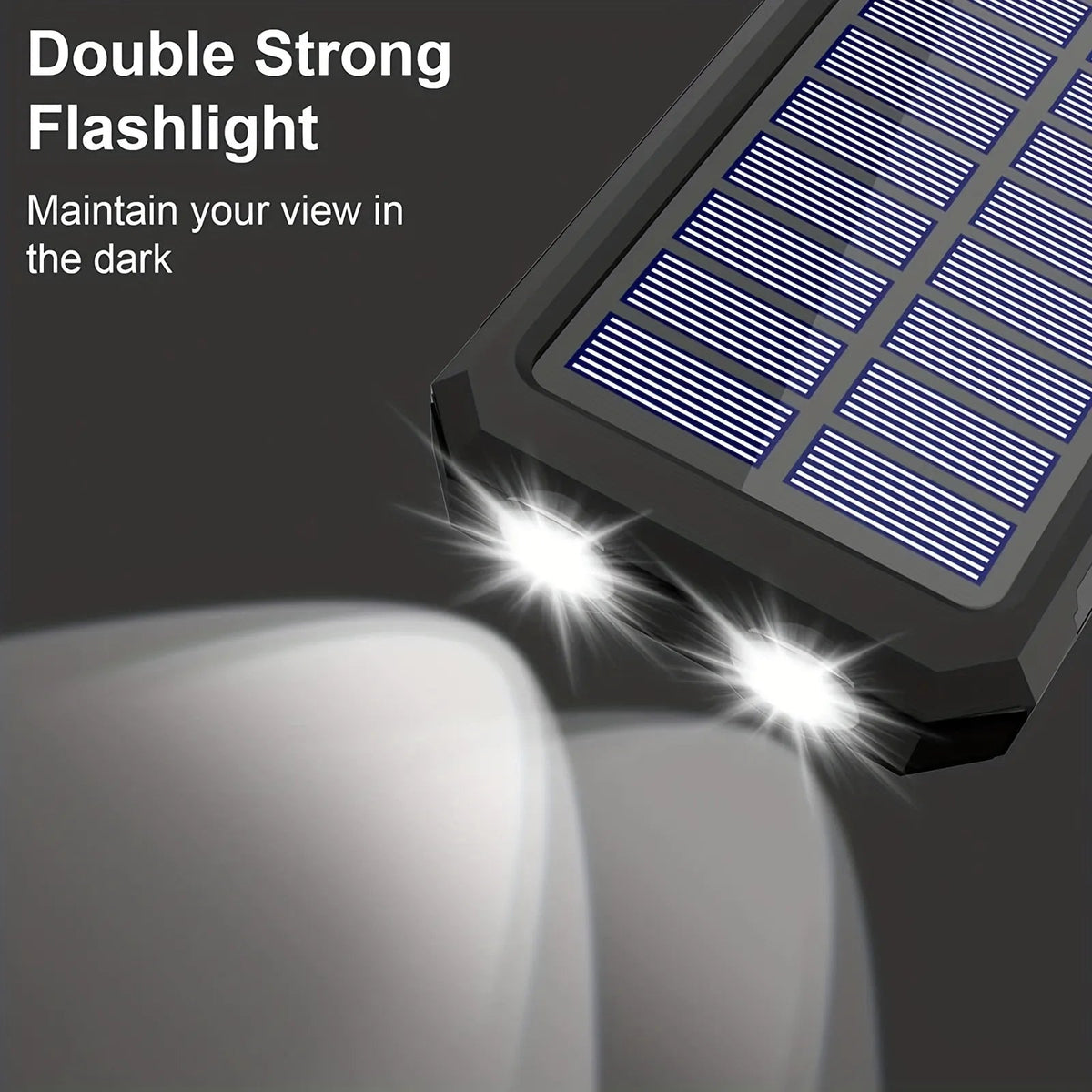 PowerFlash Portable | Solar Phone Charger with Dual LED Flashlights | 20000 mAh Power Bank for Outdoor Adventures