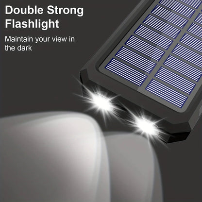 PowerFlash Portable | Solar Phone Charger with Dual LED Flashlights | 20000 mAh Power Bank for Outdoor Adventures