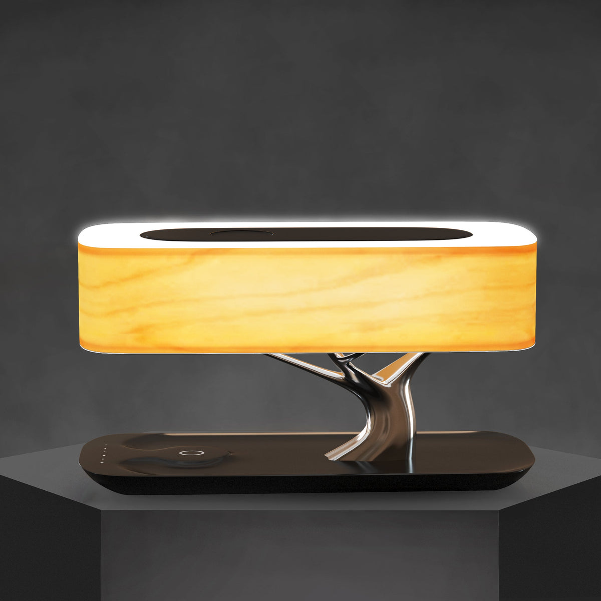 Wireless Charging Table Lamp with Bluetooth Speaker for Bedroom Nightstand Office Desk Living Room Modern LED Accent Light