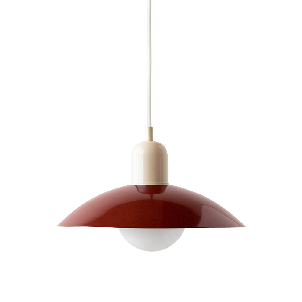 Iron Dome Pendant Light 12.6 in Adjustable Cable Warm LED Kitchen Island Dining Room Overhead Fixture Modern Two-Tone Hanging Lamp for Conte